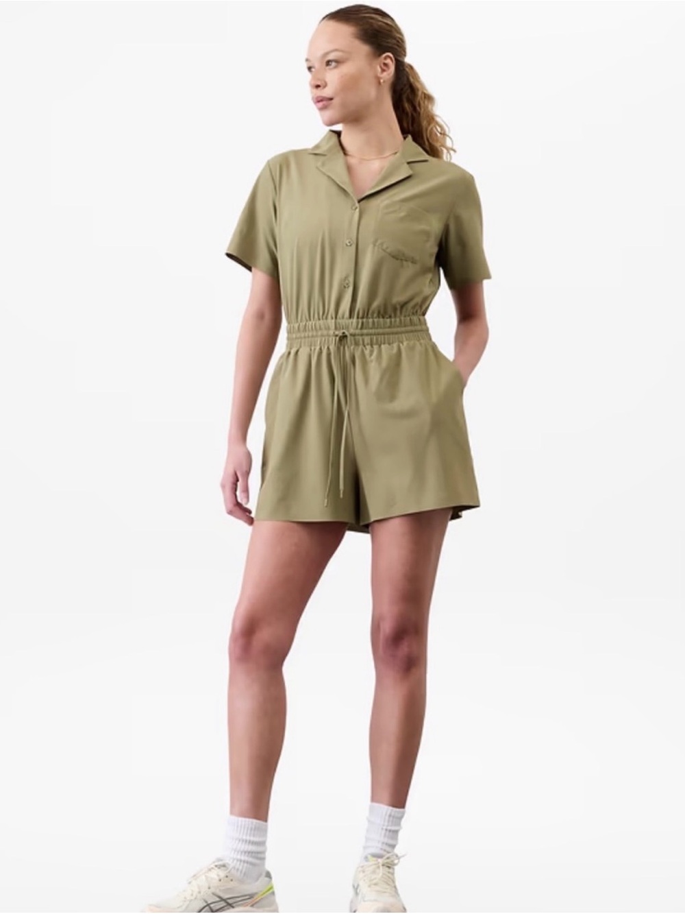 Athlete Olive Green Short Sleeve Romper